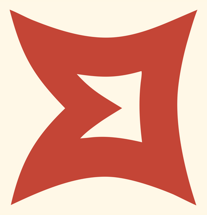 Negative Space Sagittarius Star Mark #fff8e7/#c44536