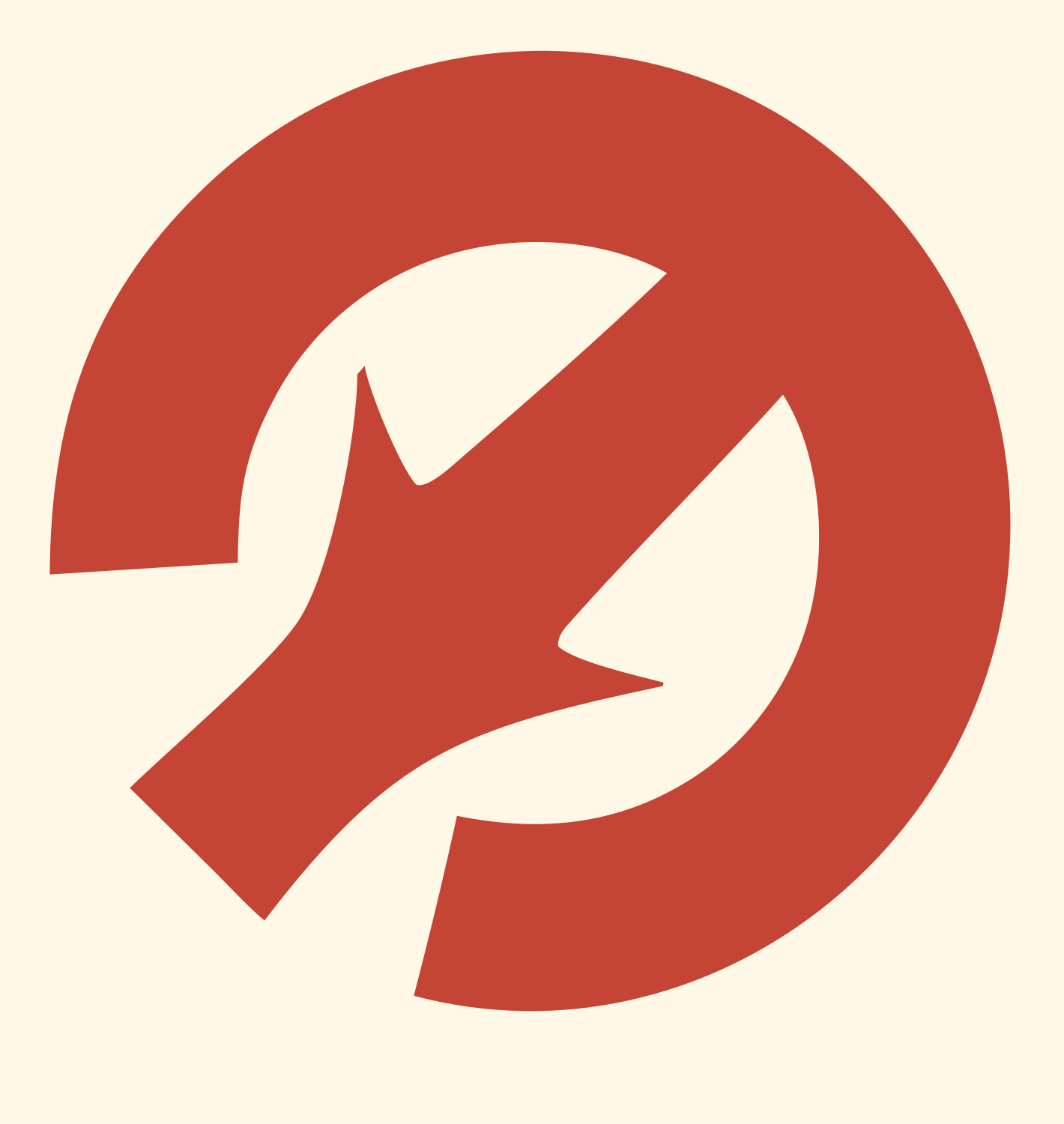 Bold Sagittarius Circle Emblem #fff8e7/#c44536