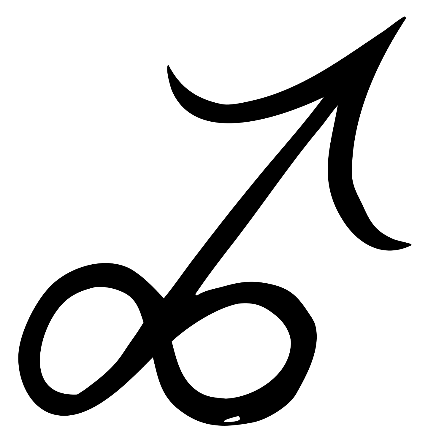 Hand-Drawn Sagittarius Glyph Icon #ffffff/#000000