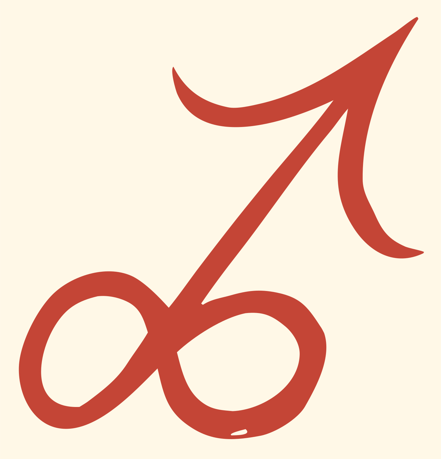Hand-Drawn Sagittarius Glyph Icon #fff8e7/#c44536