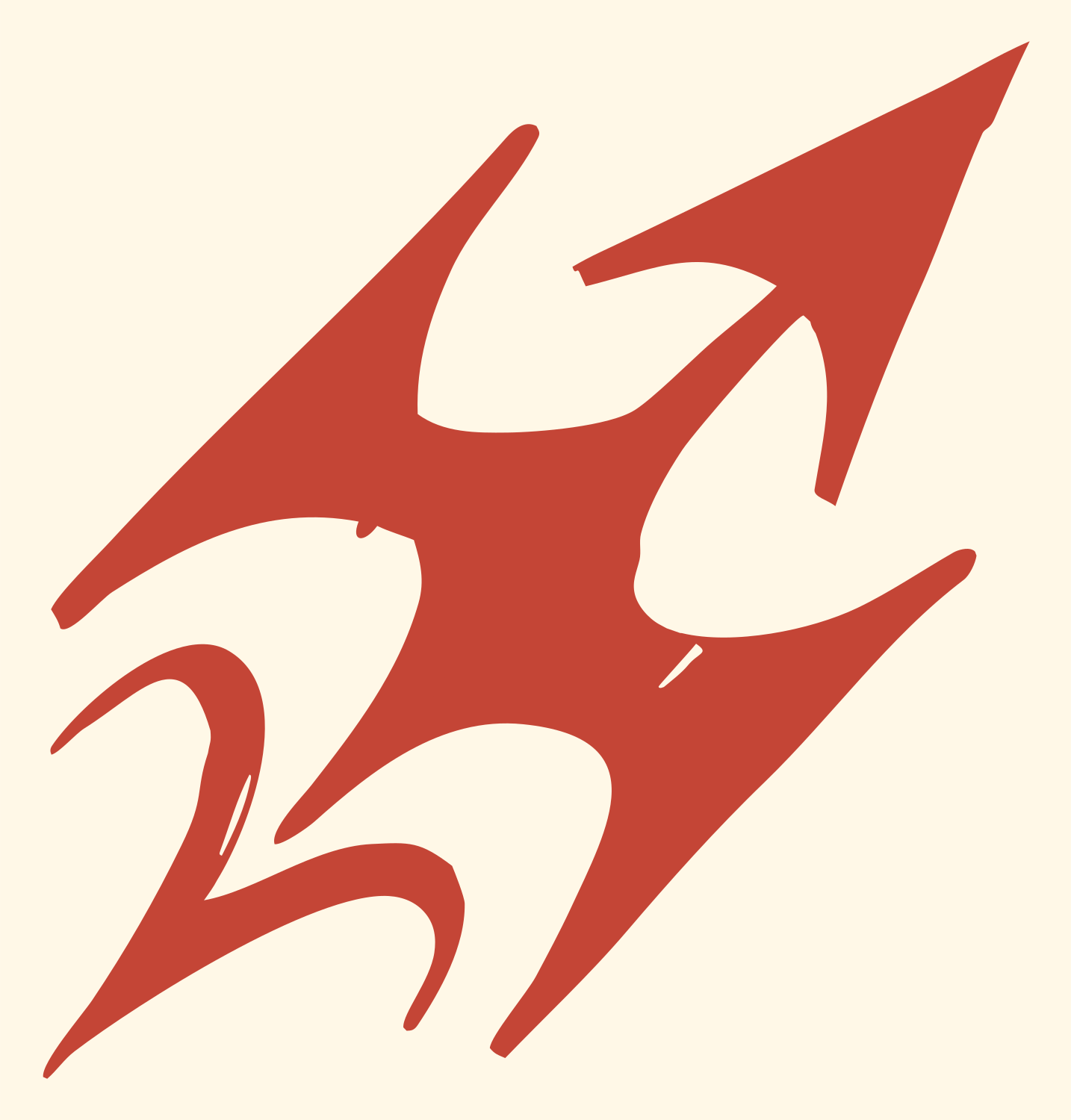 Hand-Drawn Sagittarius Tribal Mark #fff8e7/#c44536