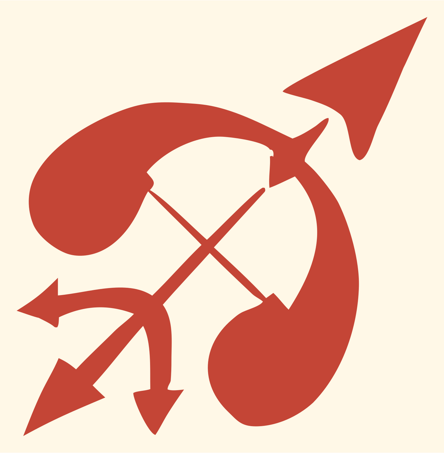 Sagittarius Multi-Arrow Crest #fff8e7/#c44536