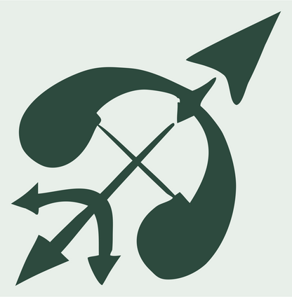 Sagittarius Multi-Arrow Crest #e8efe9/#2d4a3e