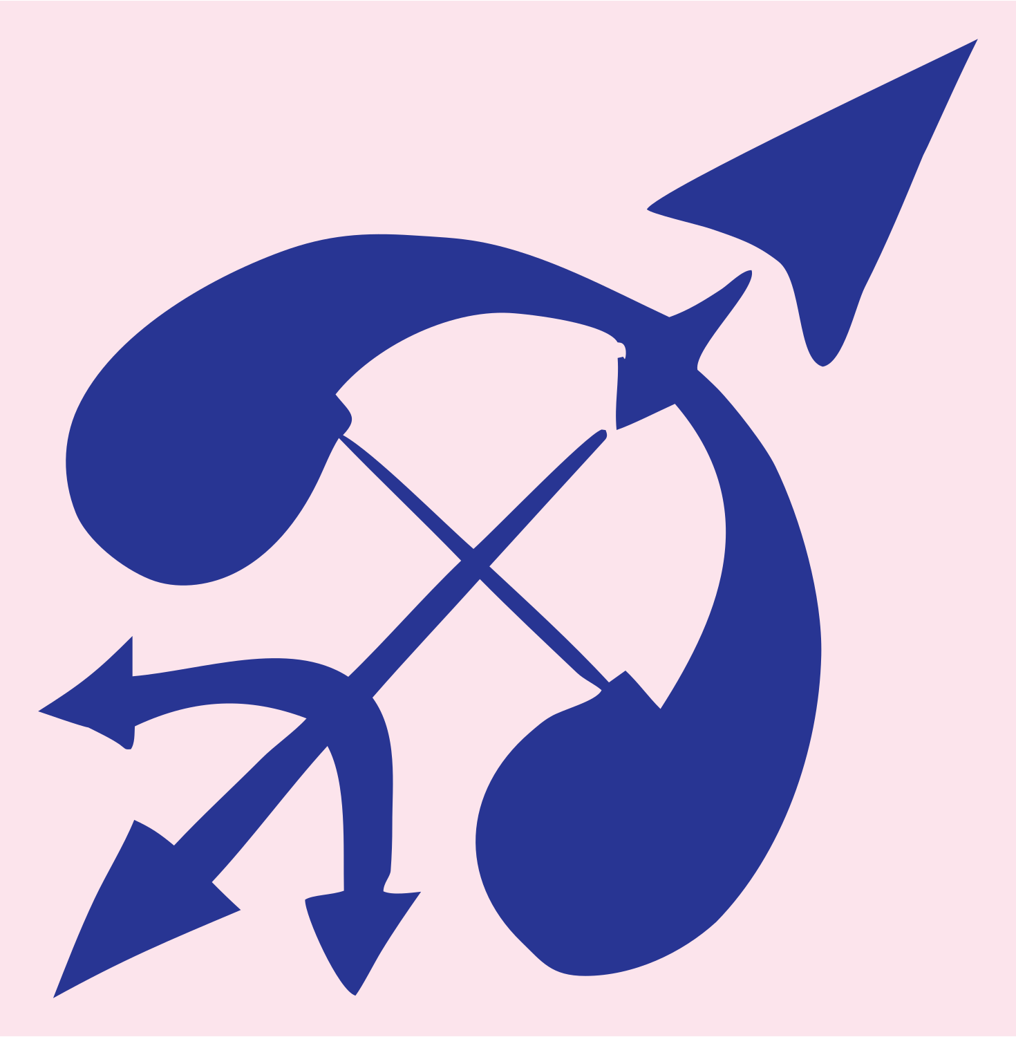 Sagittarius Multi-Arrow Crest #fce4ec/#283593