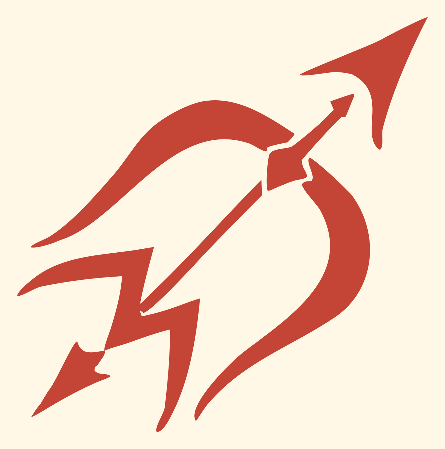 Hand-Drawn Bow Arrow Emblem #fff8e7/#c44536