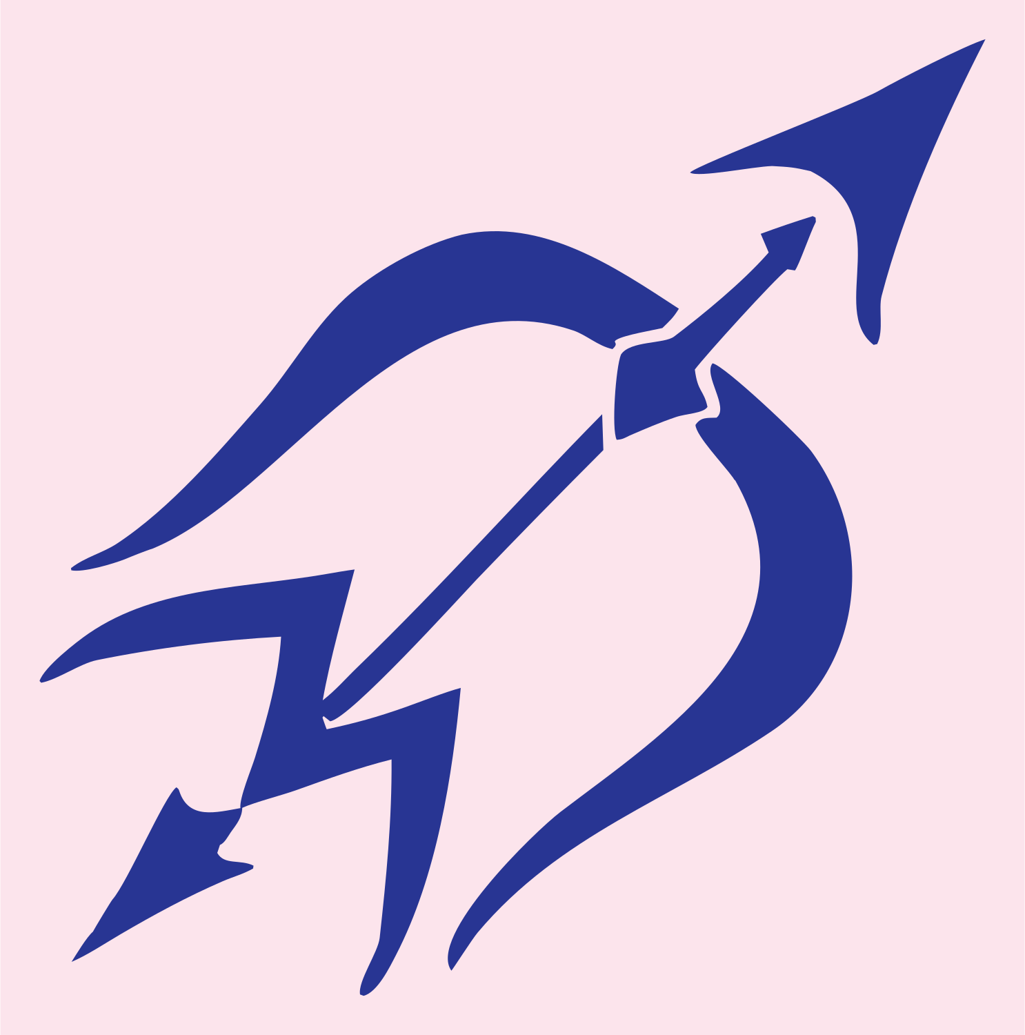 Hand-Drawn Bow Arrow Emblem #fce4ec/#283593