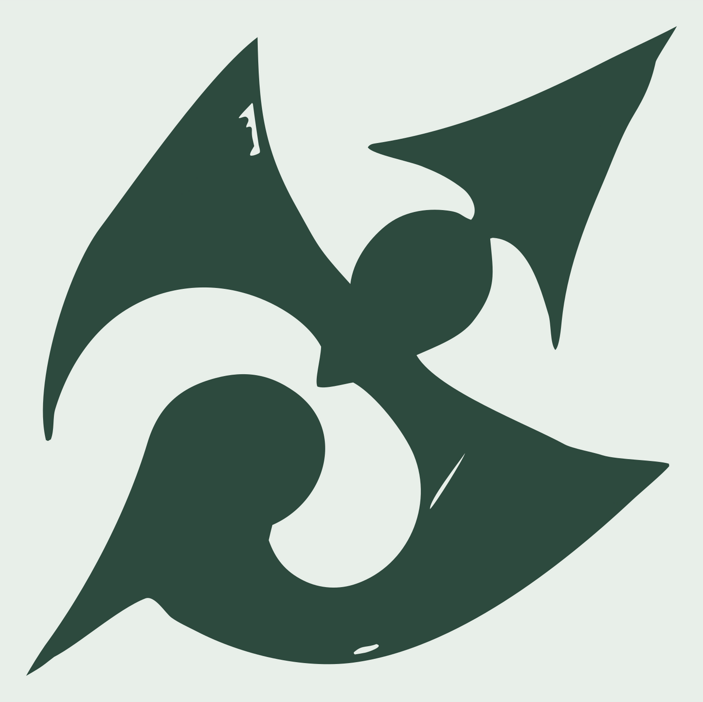 Hand-Drawn Dragon Wing Crest #e8efe9/#2d4a3e