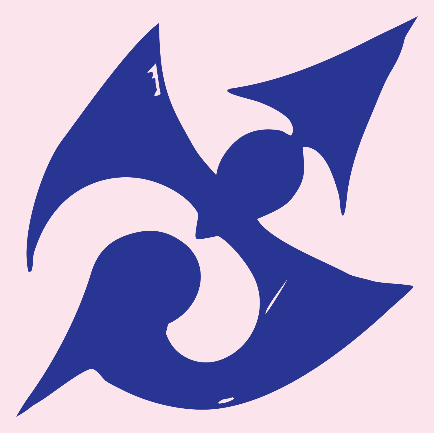 Hand-Drawn Dragon Wing Crest #fce4ec/#283593
