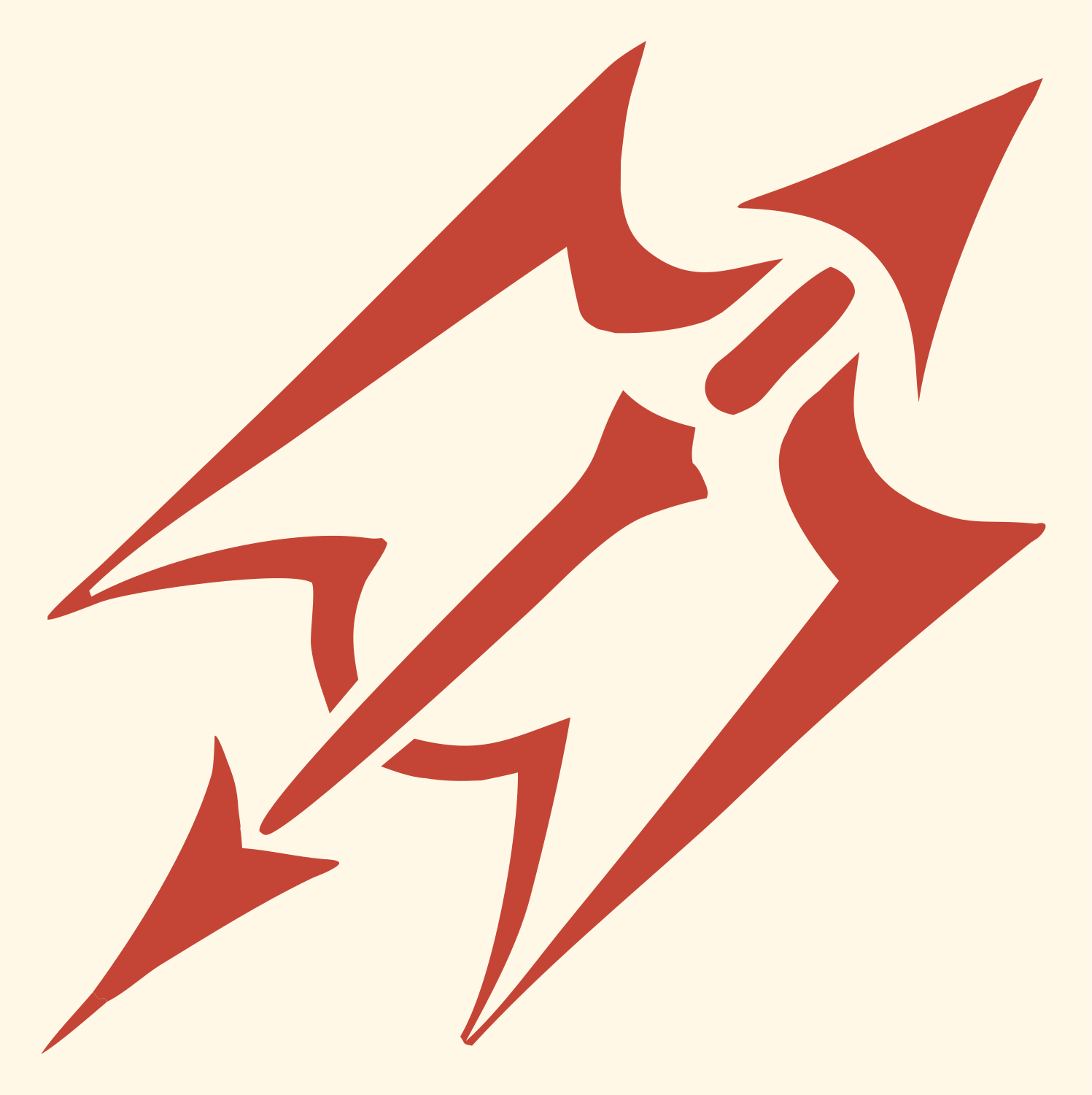 Jagged Sagittarius Lightning Badge #fff8e7/#c44536