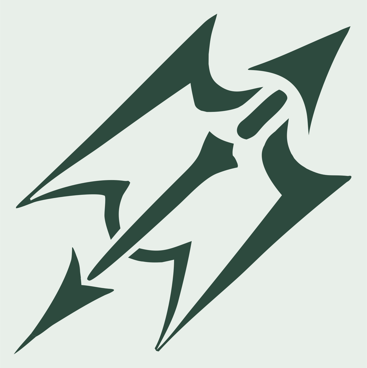 Jagged Sagittarius Lightning Badge #e8efe9/#2d4a3e