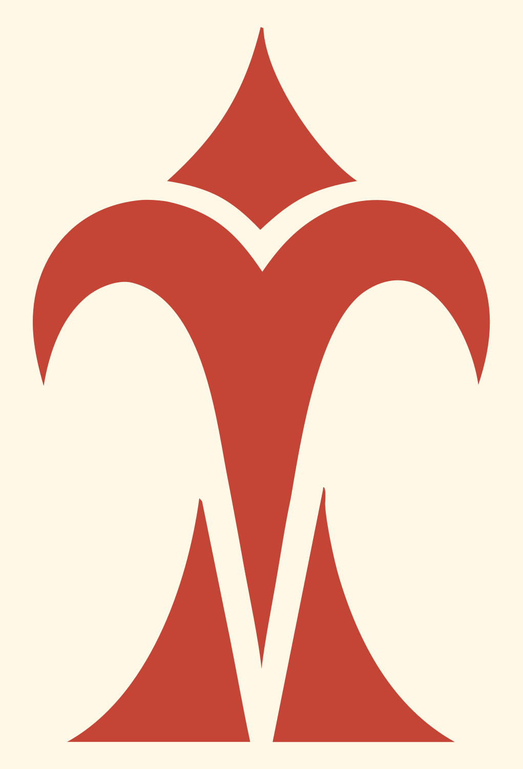Pictogram Fleur-de-Lis Sagittarius Mark #fff8e7/#c44536