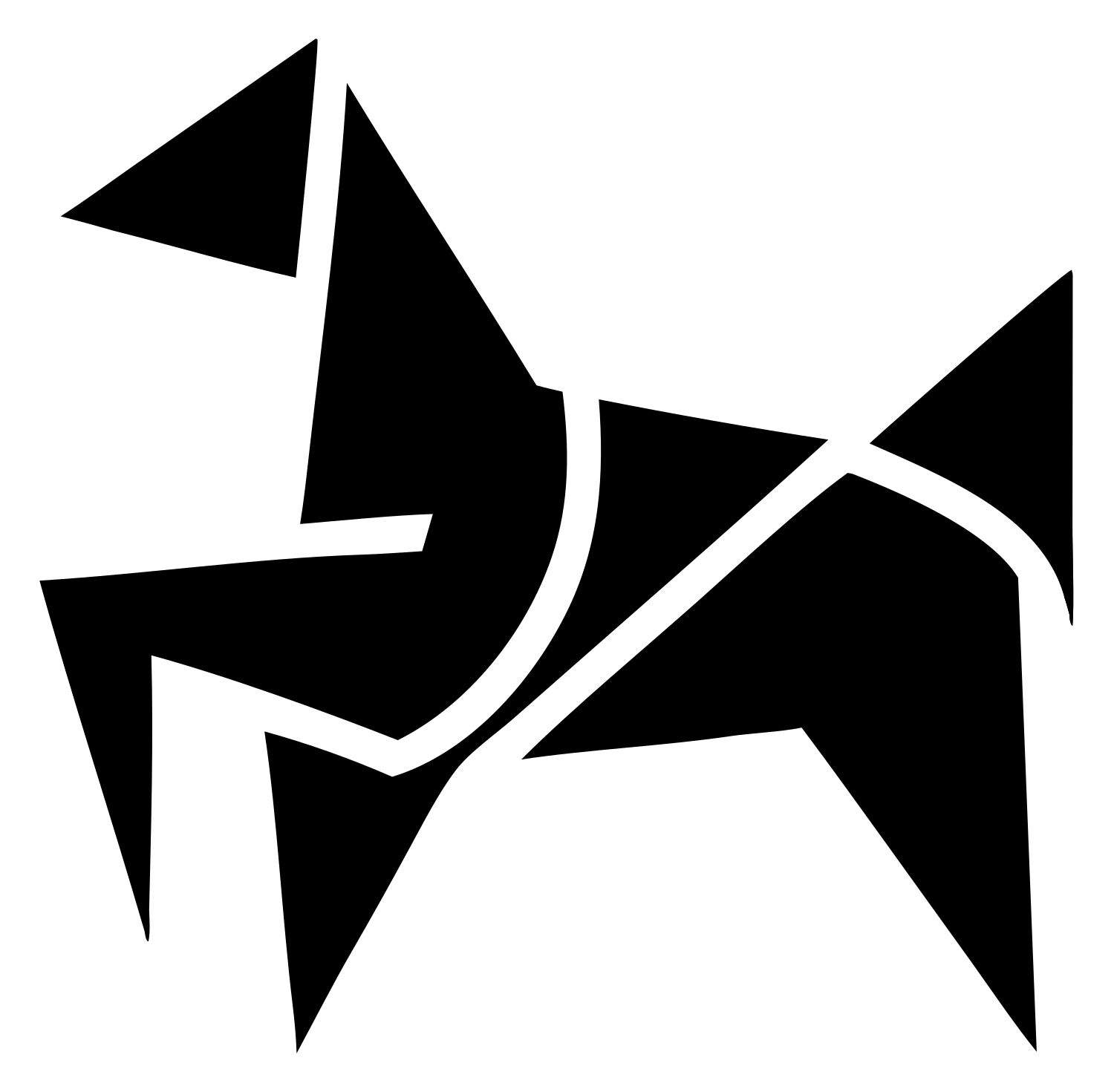 Geometric Horse Tangram Badge #ffffff/#000000