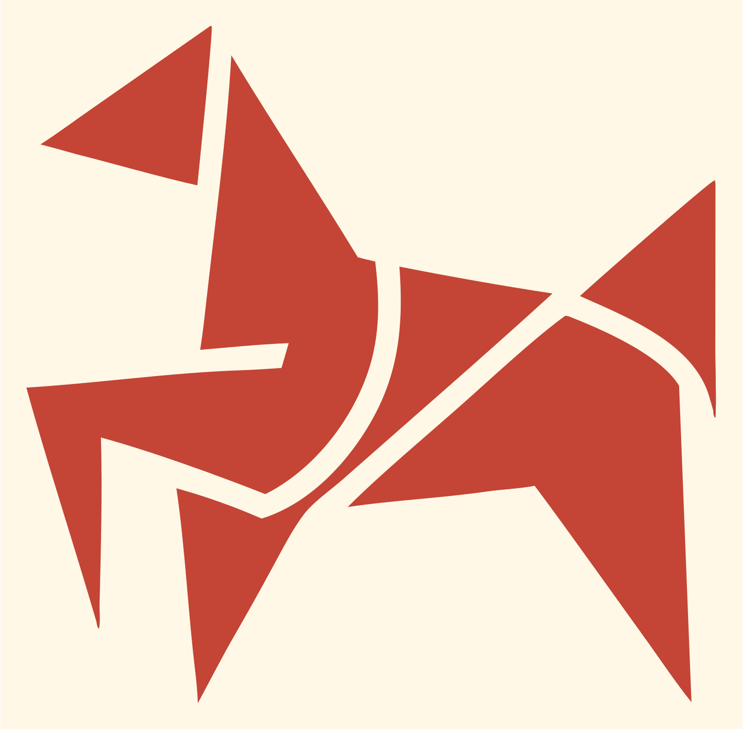 Geometric Horse Tangram Badge #fff8e7/#c44536