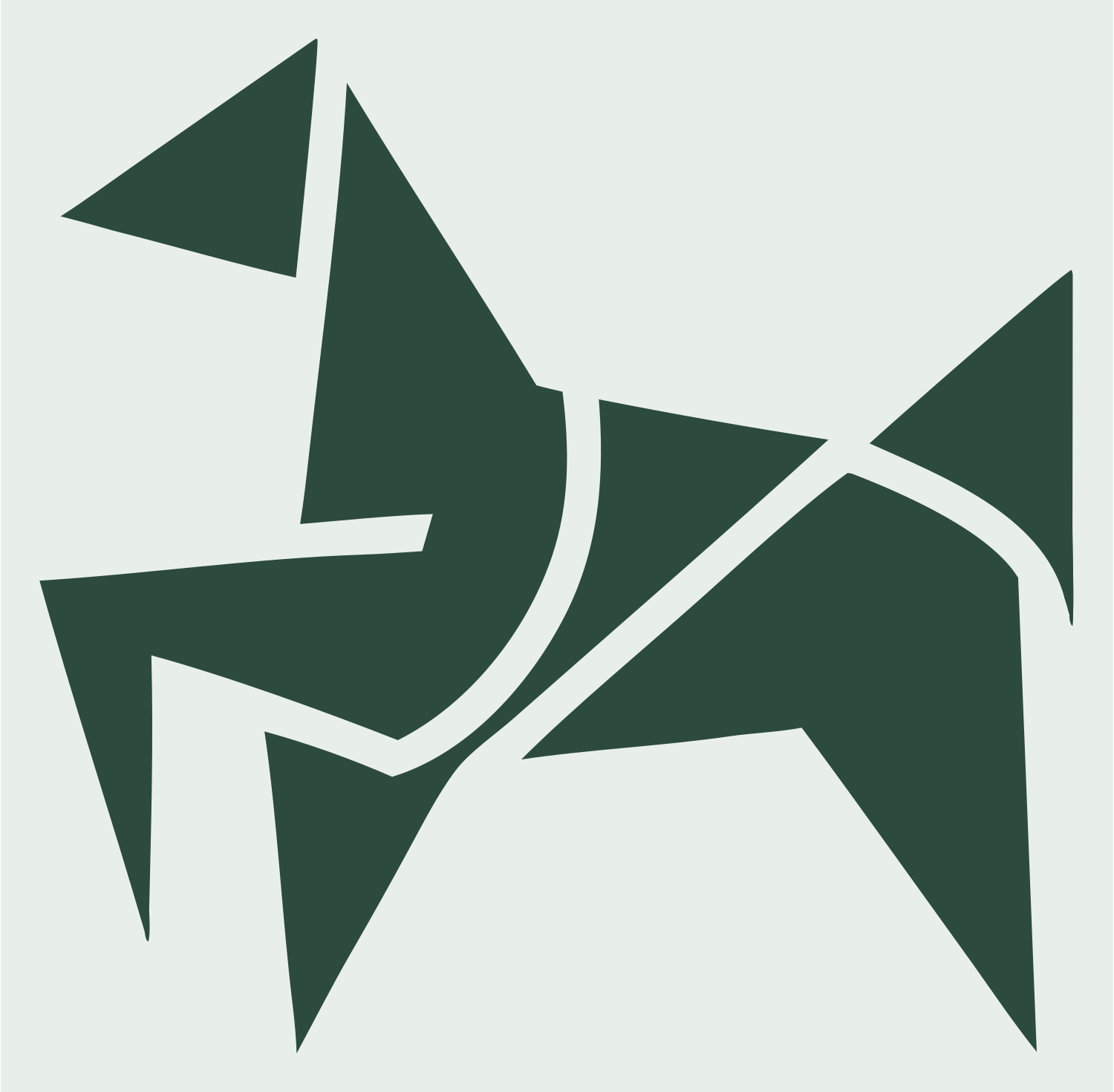Geometric Horse Tangram Badge #e8efe9/#2d4a3e