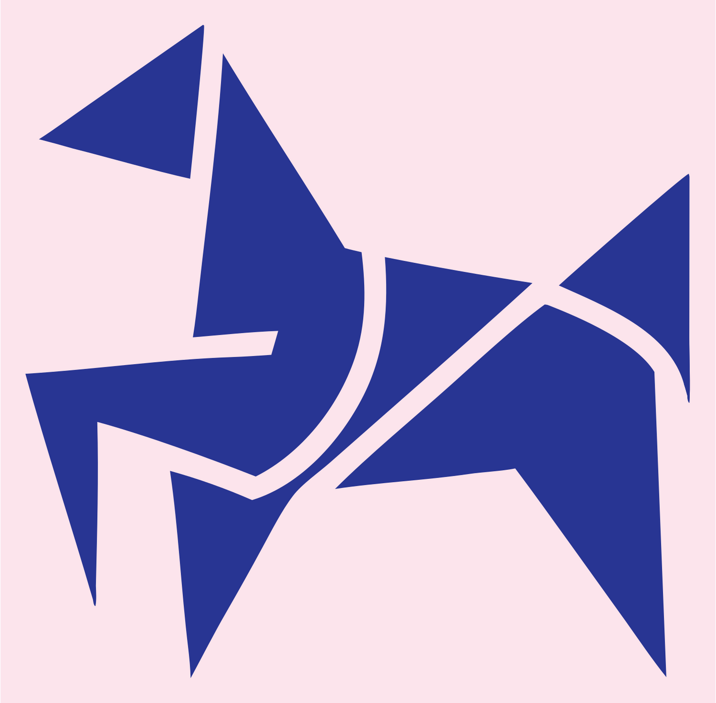 Geometric Horse Tangram Badge #fce4ec/#283593