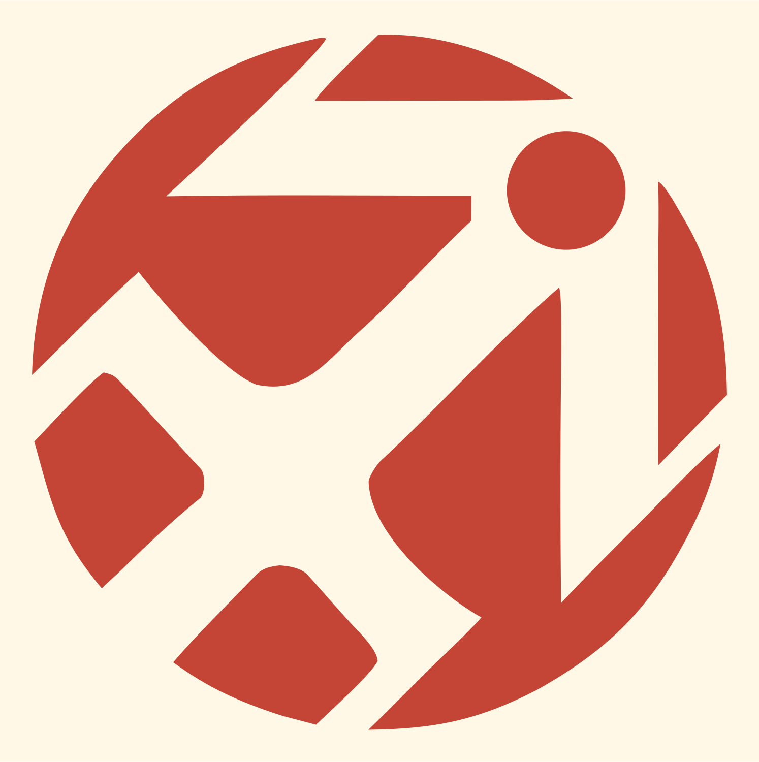 Negative Space Archer Figure Badge #fff8e7/#c44536