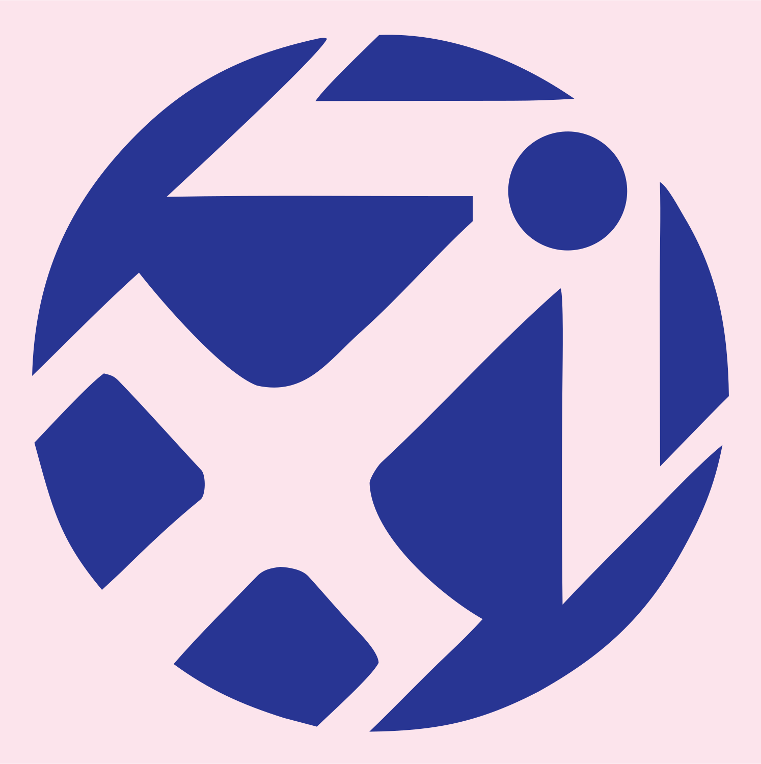Negative Space Archer Figure Badge #fce4ec/#283593