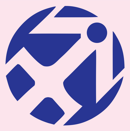 Negative Space Archer Figure Badge #fce4ec/#283593