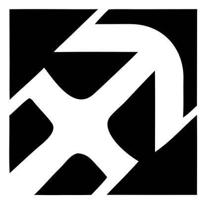 Negative Space Rotating Arrow Emblem #ffffff/#000000