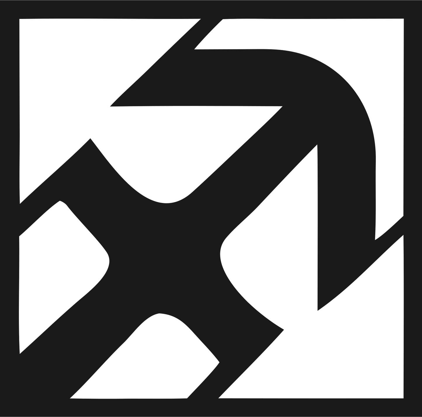 Negative Space Rotating Arrow Emblem #1a1a1a/#ffffff
