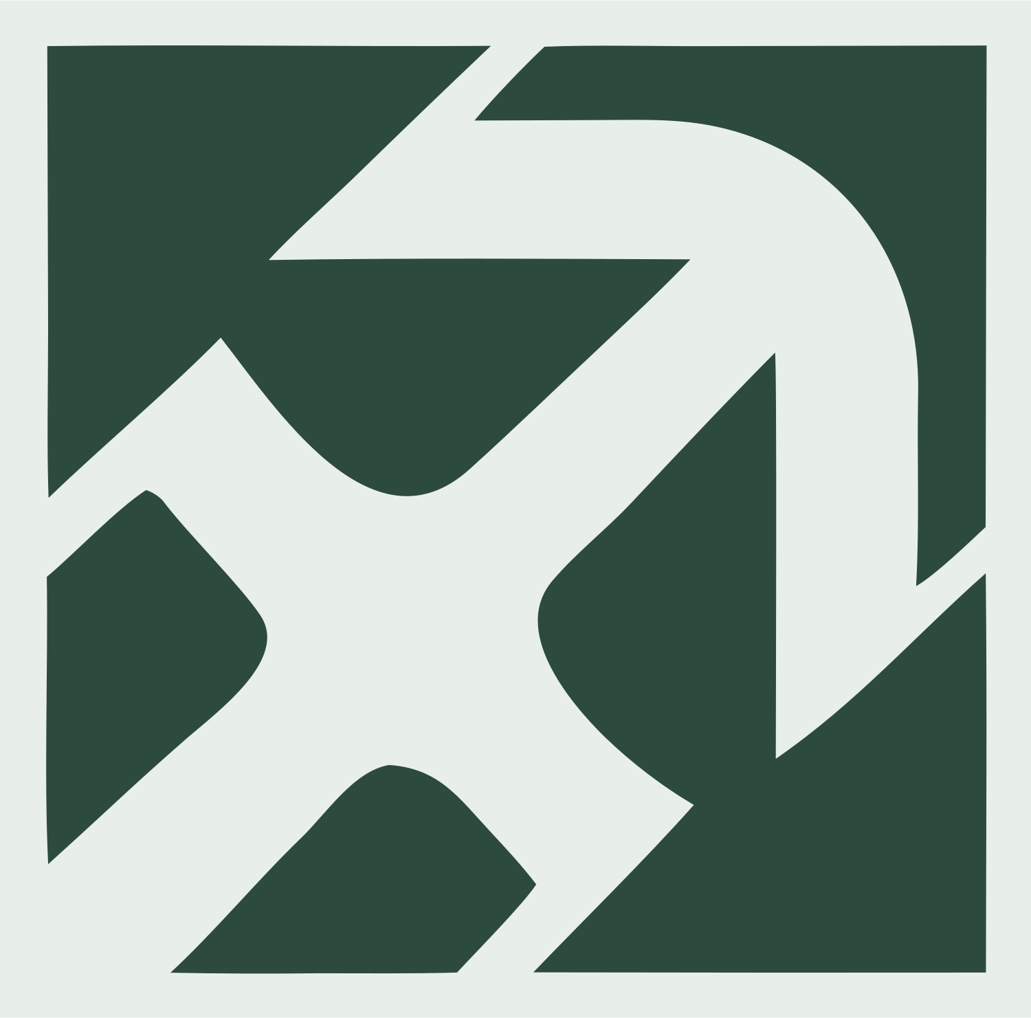 Negative Space Rotating Arrow Emblem #e8efe9/#2d4a3e