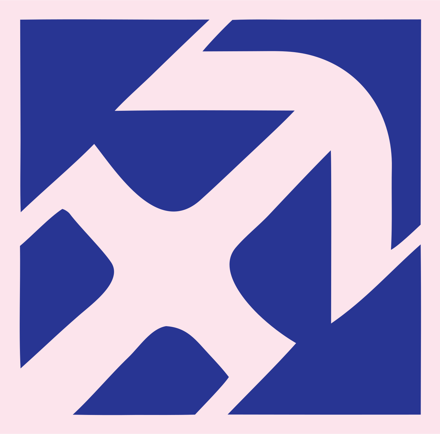 Negative Space Rotating Arrow Emblem #fce4ec/#283593