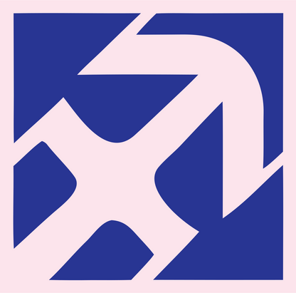 Negative Space Rotating Arrow Emblem #fce4ec/#283593