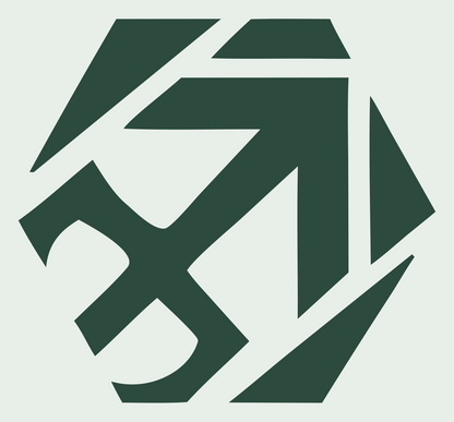Hexagon Sagittarius Negative Space Mark #e8efe9/#2d4a3e