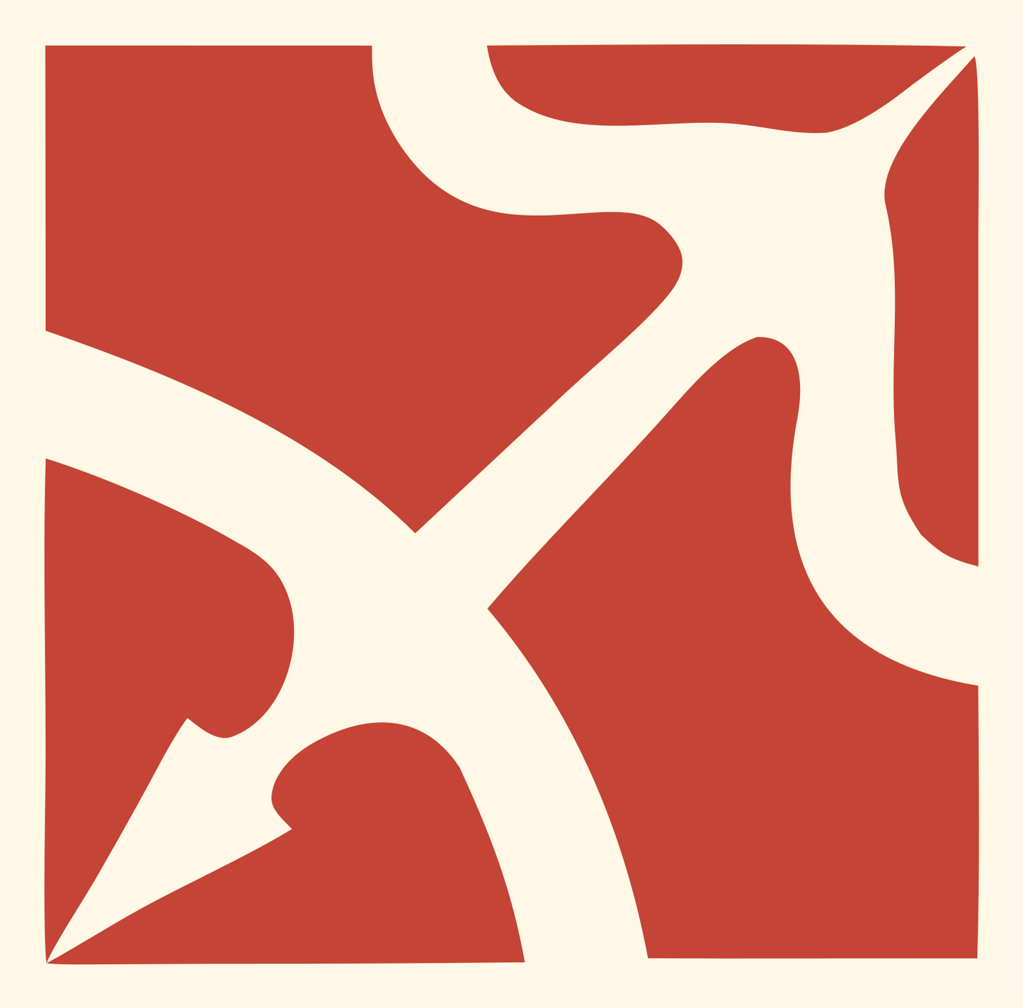 Negative Space Arrow Square Badge #fff8e7/#c44536