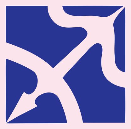 Negative Space Arrow Square Badge #fce4ec/#283593