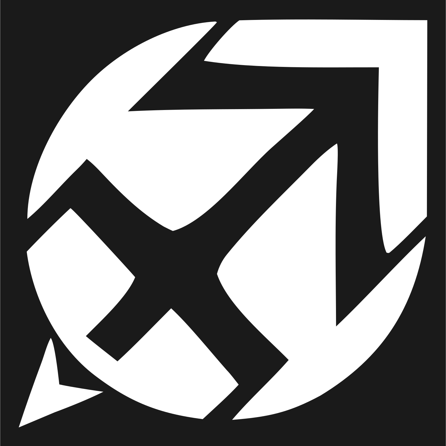 Negative Space Sagittarius Shield Crest #1a1a1a/#ffffff