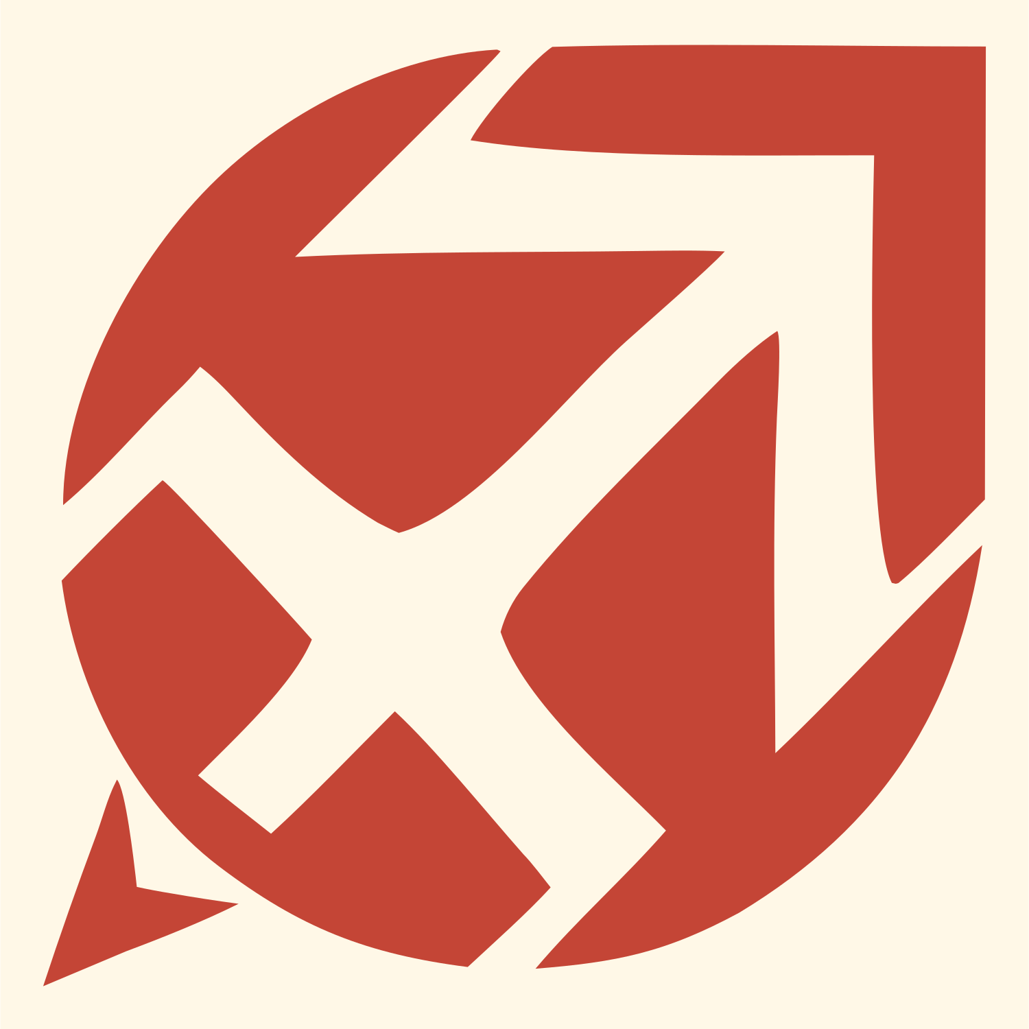 Negative Space Sagittarius Shield Crest #fff8e7/#c44536