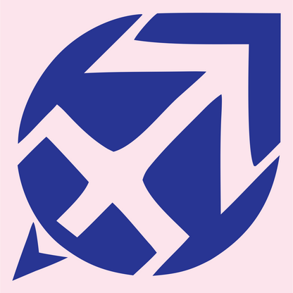 Negative Space Sagittarius Shield Crest #fce4ec/#283593