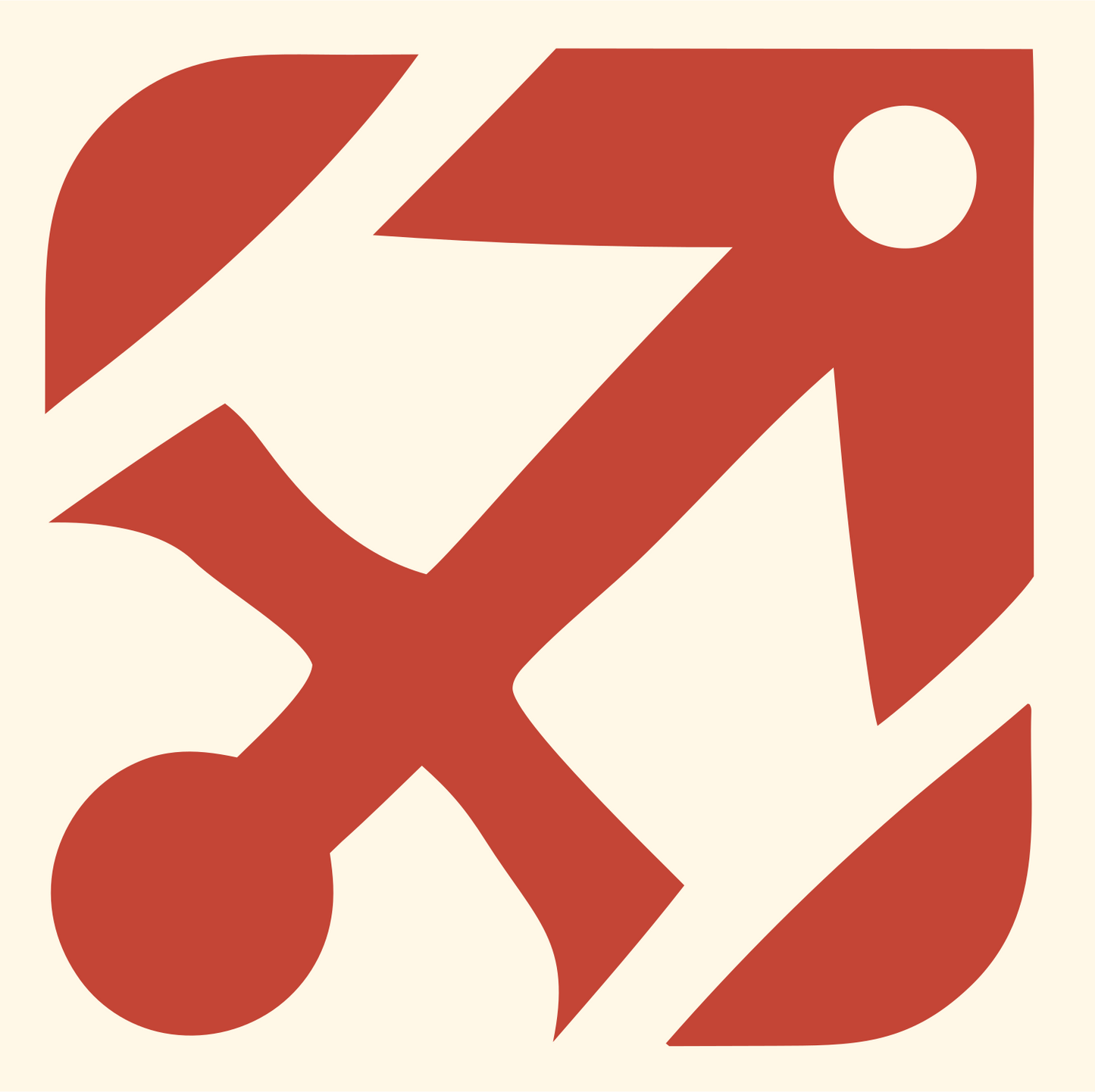 Negative Space Archer Bow Badge #fff8e7/#c44536
