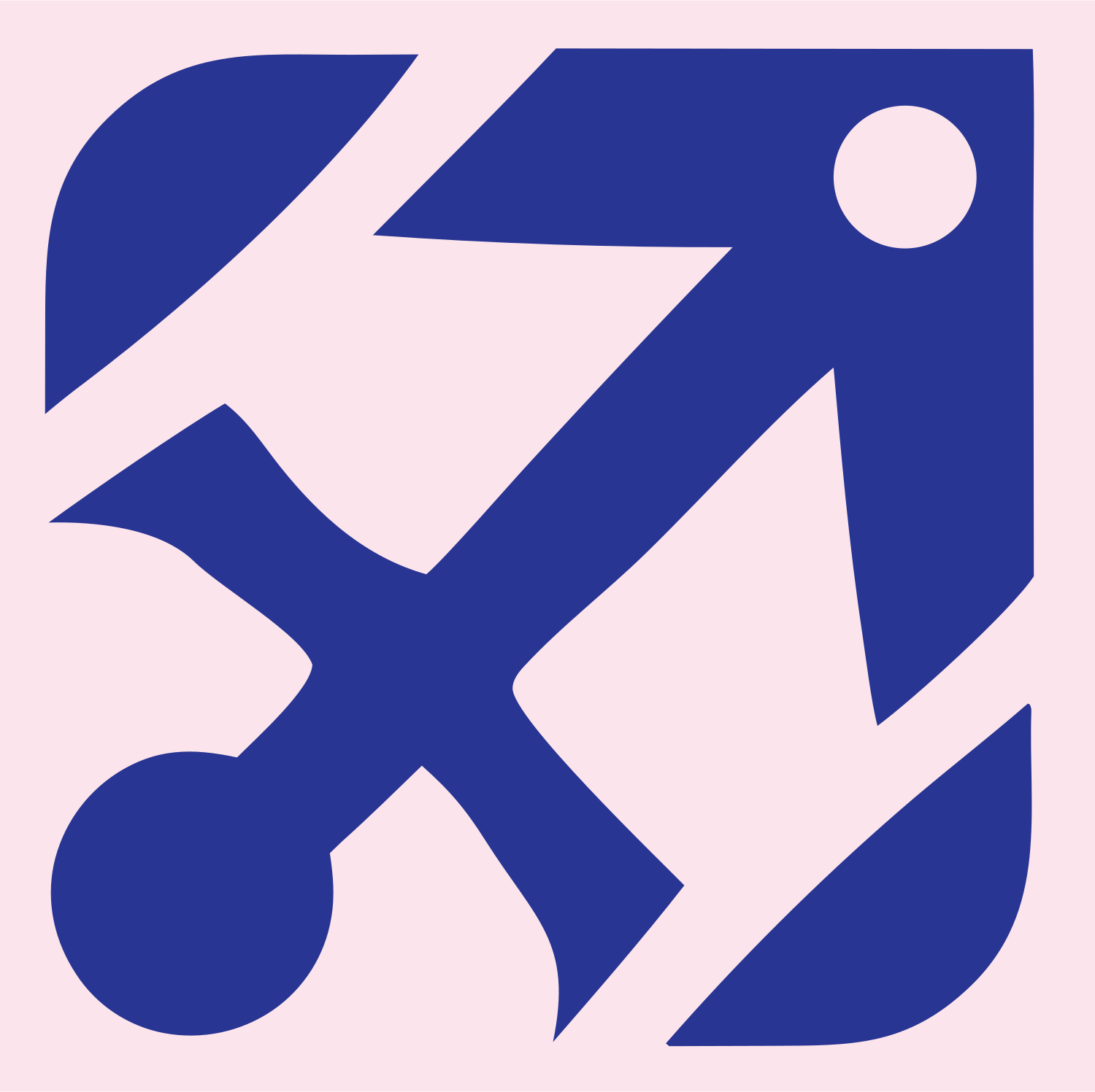 Negative Space Archer Bow Badge #fce4ec/#283593
