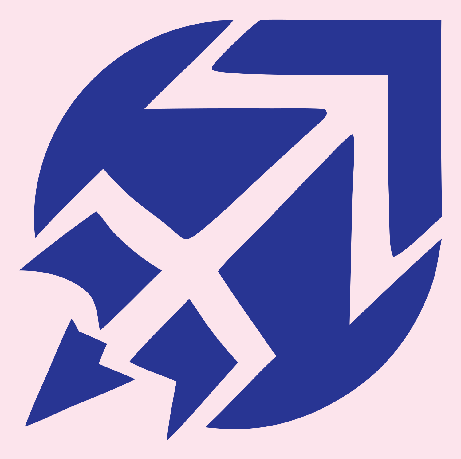 Negative Space Bow Arrow Crest #fce4ec/#283593