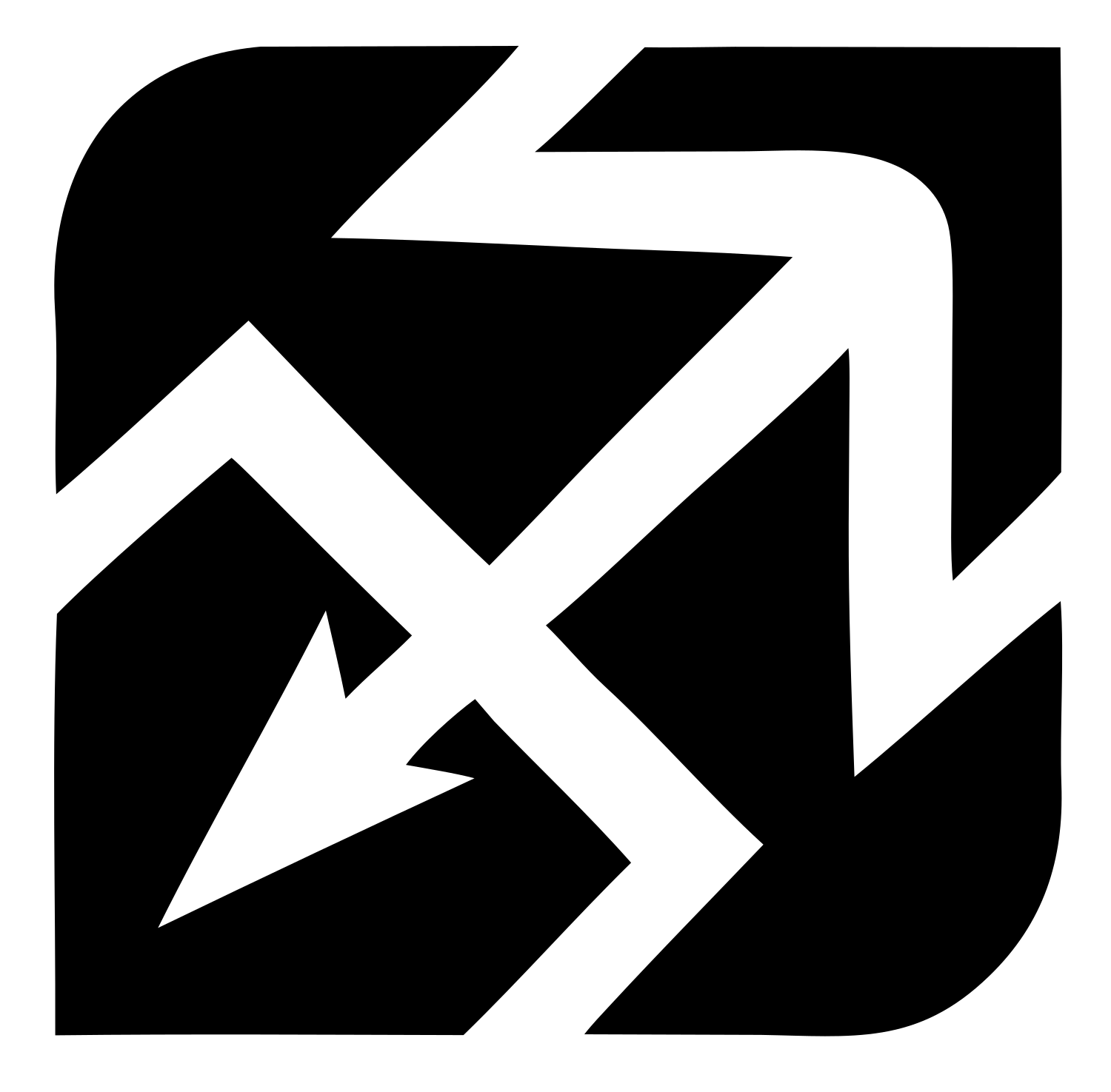 Negative Space Arrow Square Badge #ffffff/#000000