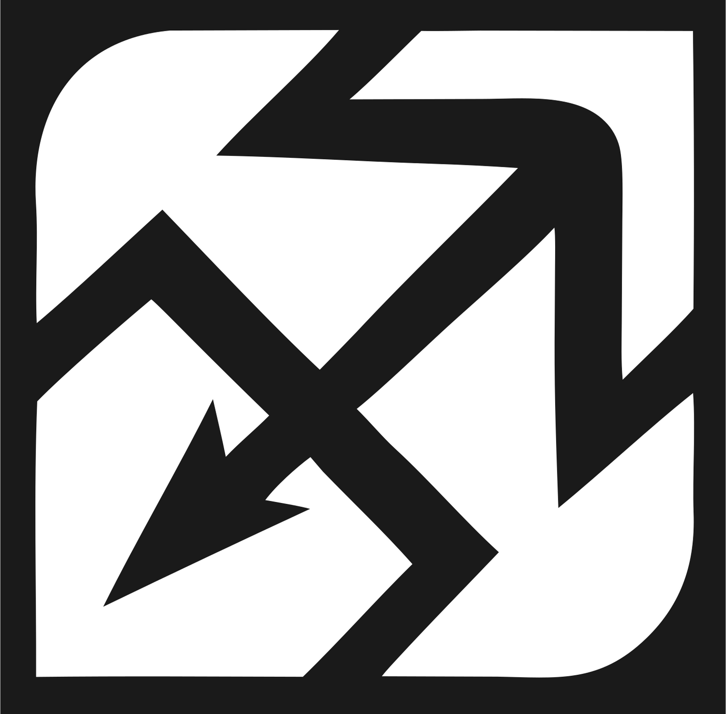 Negative Space Arrow Square Badge #1a1a1a/#ffffff