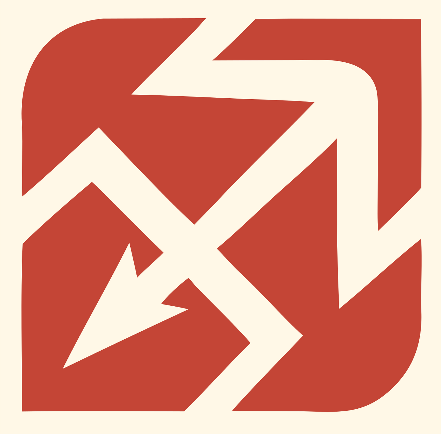 Negative Space Arrow Square Badge #fff8e7/#c44536