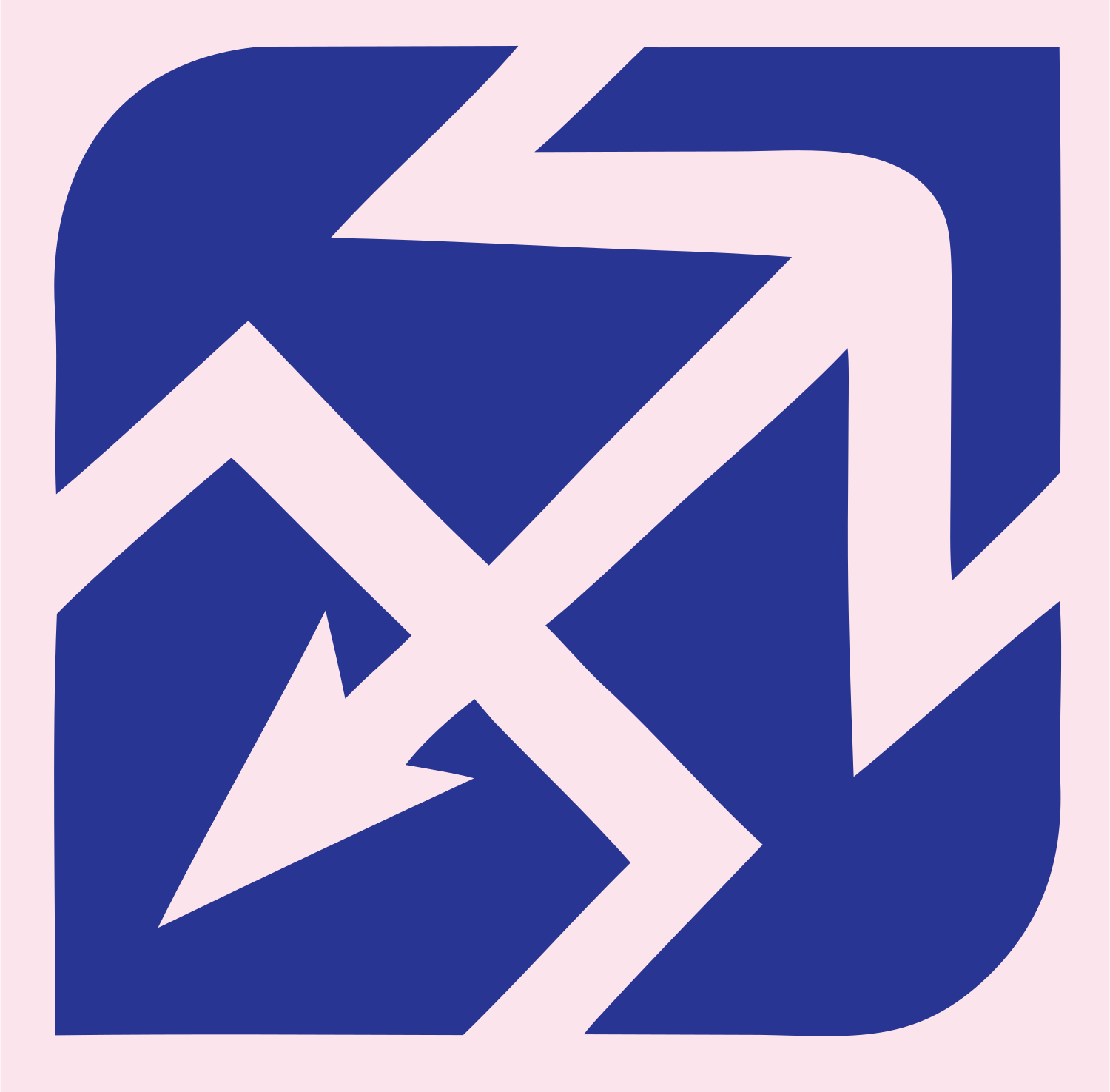 Negative Space Arrow Square Badge #fce4ec/#283593