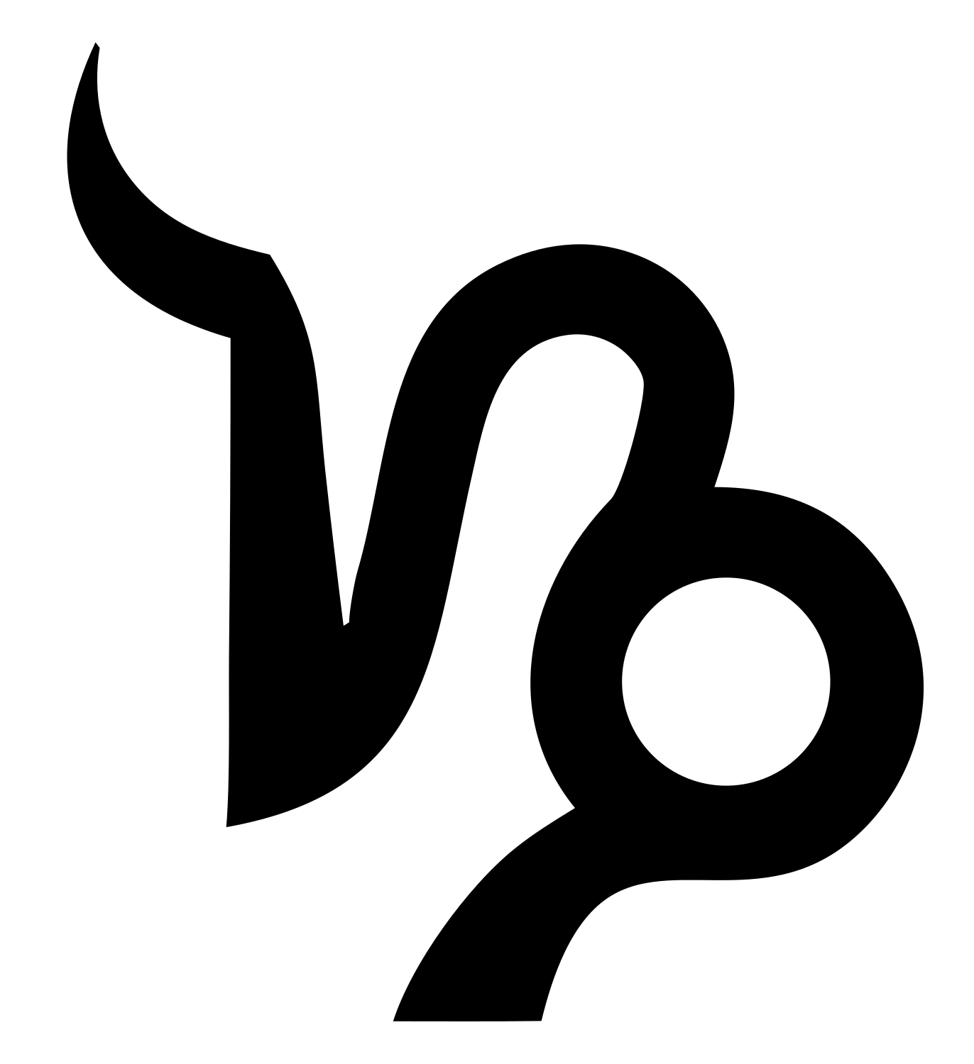 Capricorn Zodiac Glyph Mark #ffffff/#000000