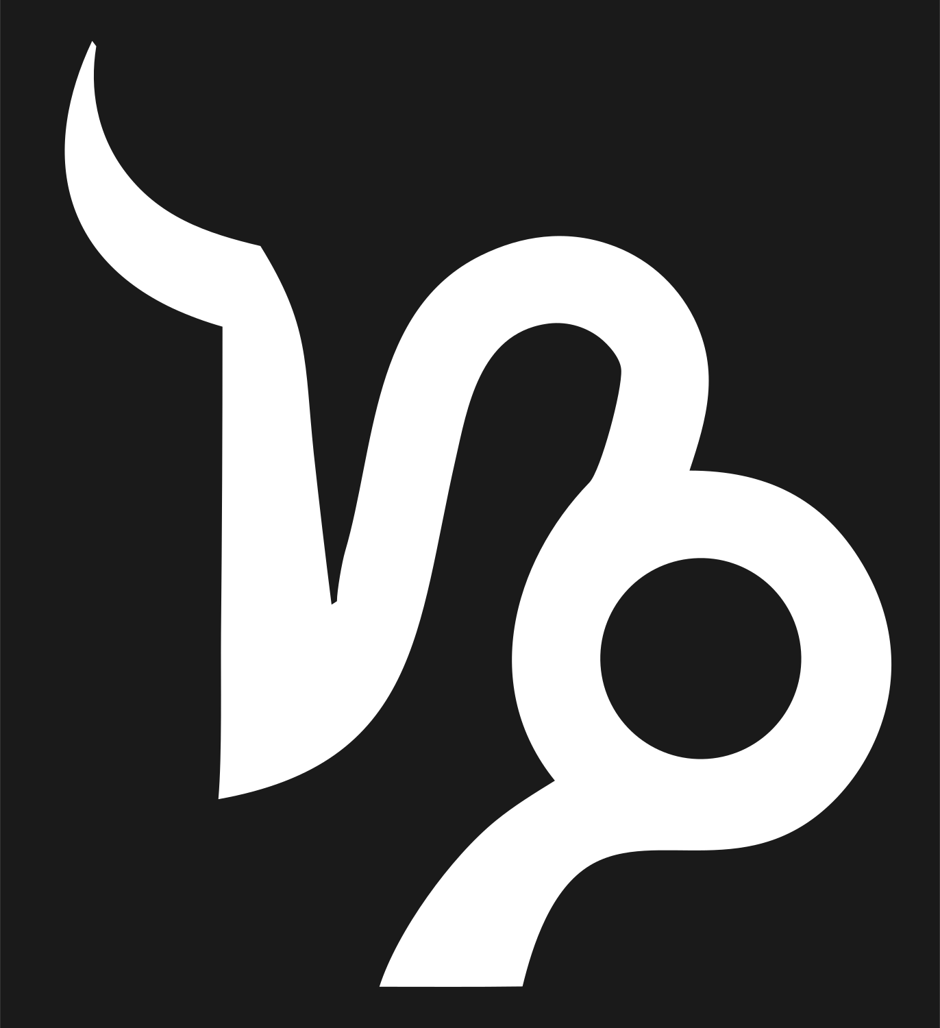 Capricorn Zodiac Glyph Mark #1a1a1a/#ffffff