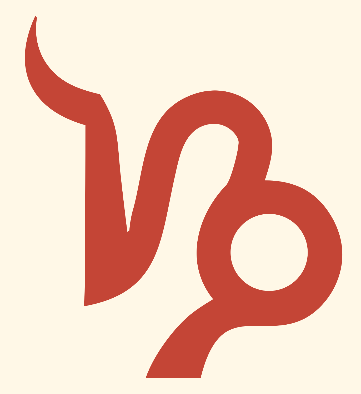Capricorn Zodiac Glyph Mark #fff8e7/#c44536