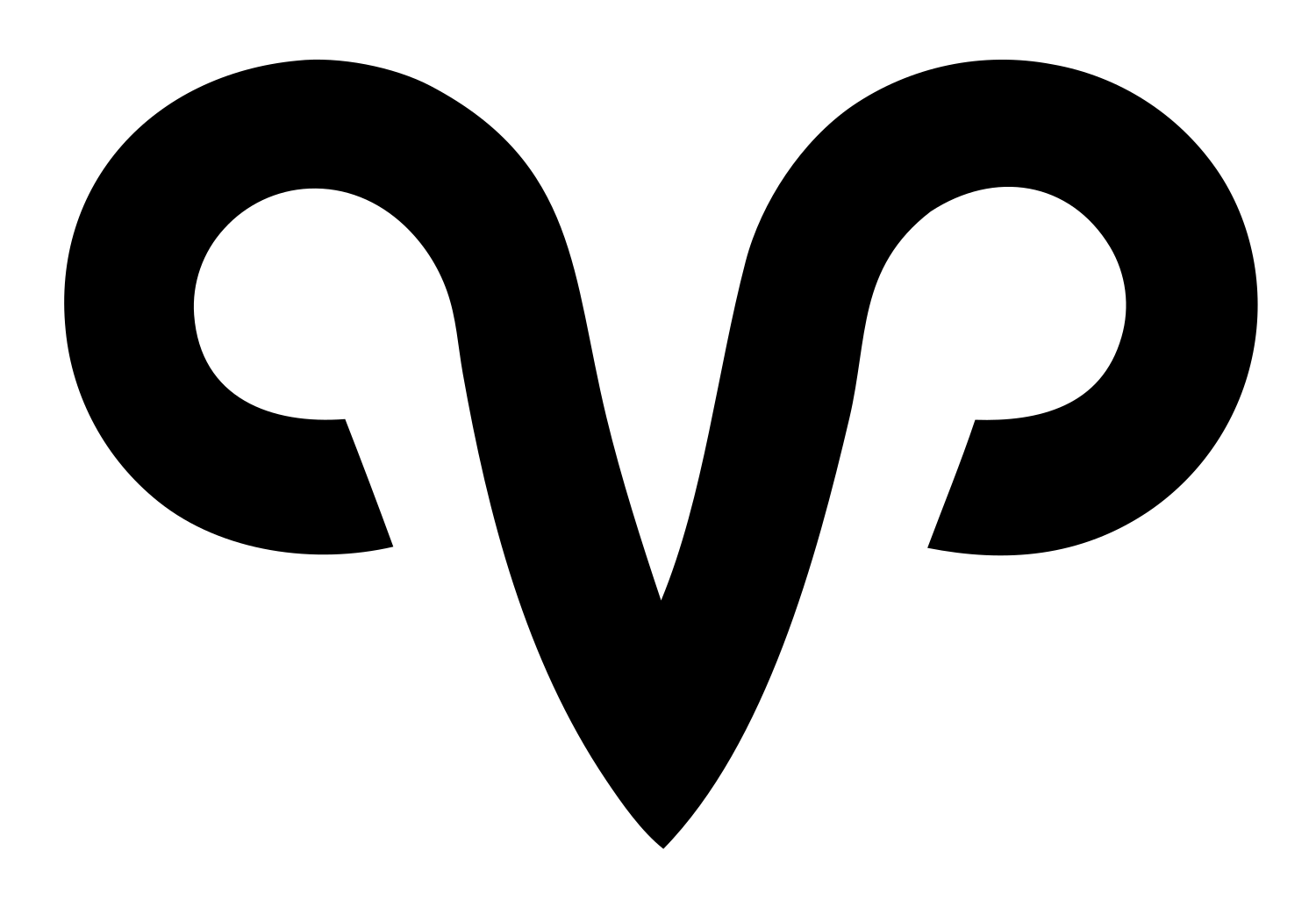 Monoline Ram Horns Logo #ffffff/#000000