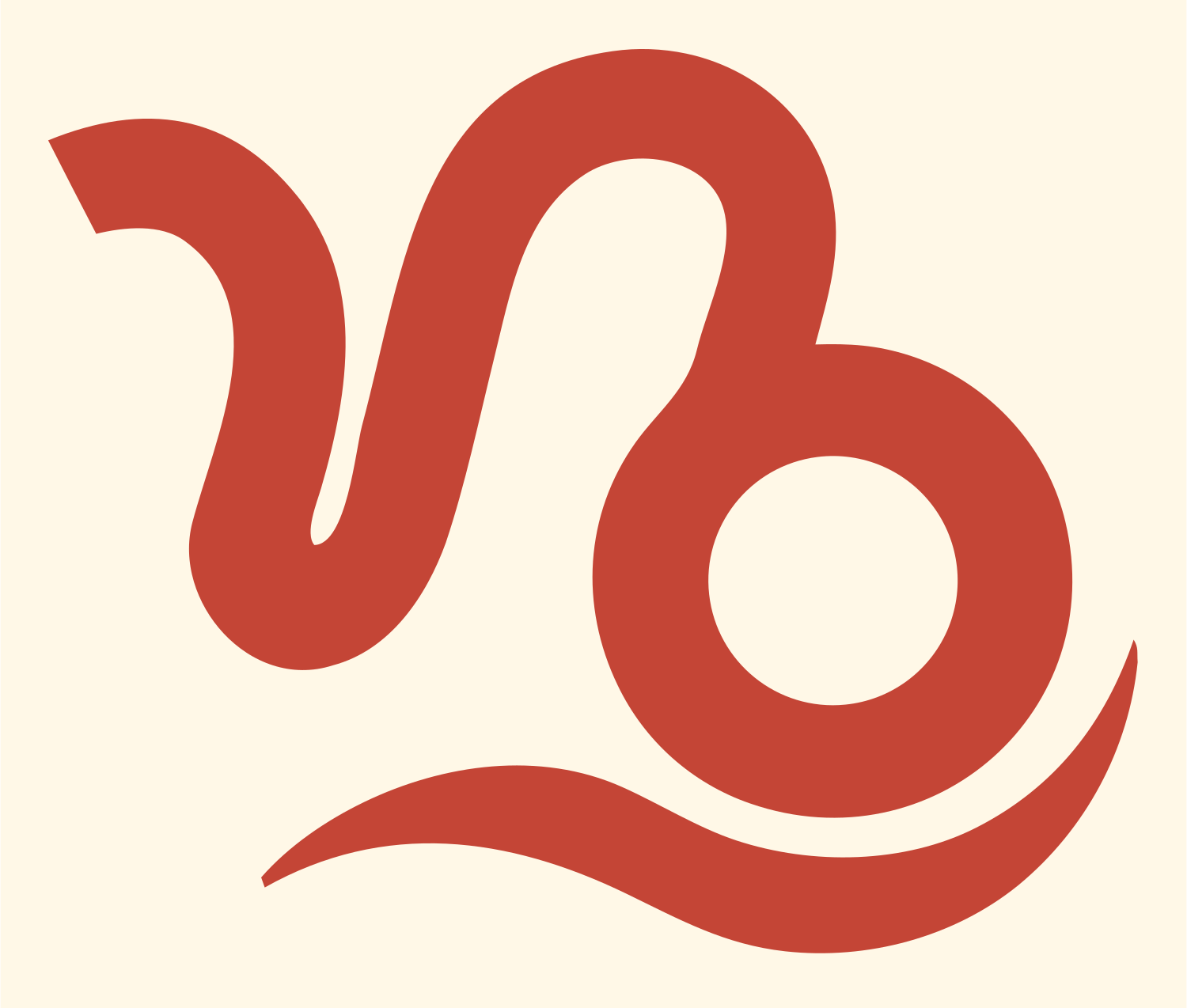 Monoline Capricorn Sea-Goat Icon #fff8e7/#c44536