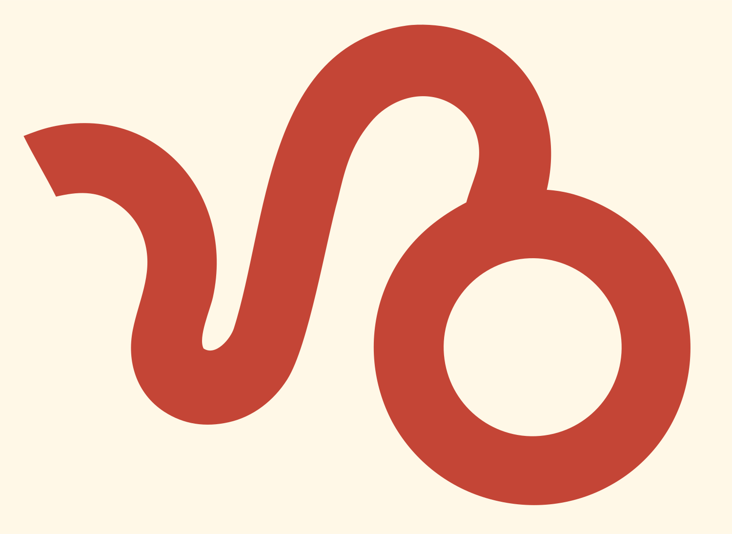Monoline Capricorn Zodiac Crest #fff8e7/#c44536