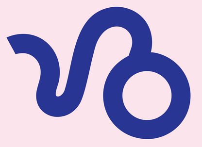 Monoline Capricorn Zodiac Crest #fce4ec/#283593