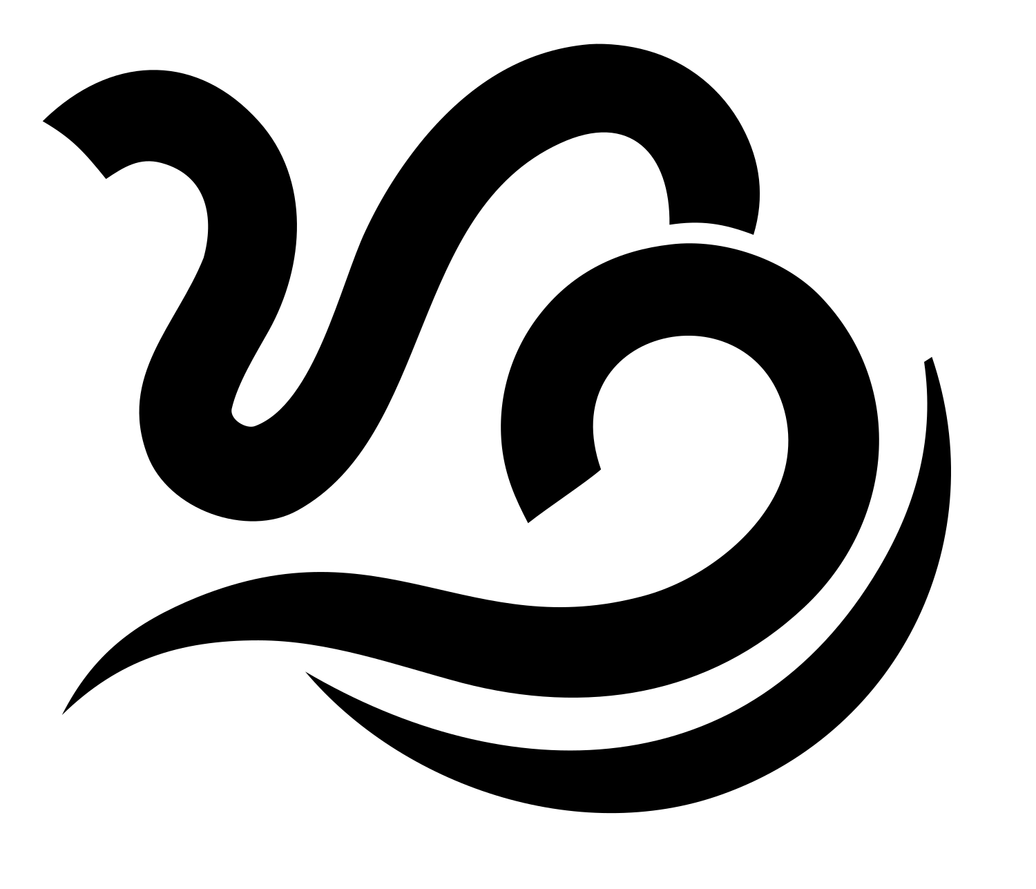 Monoline Capricorn Scroll Emblem #ffffff/#000000
