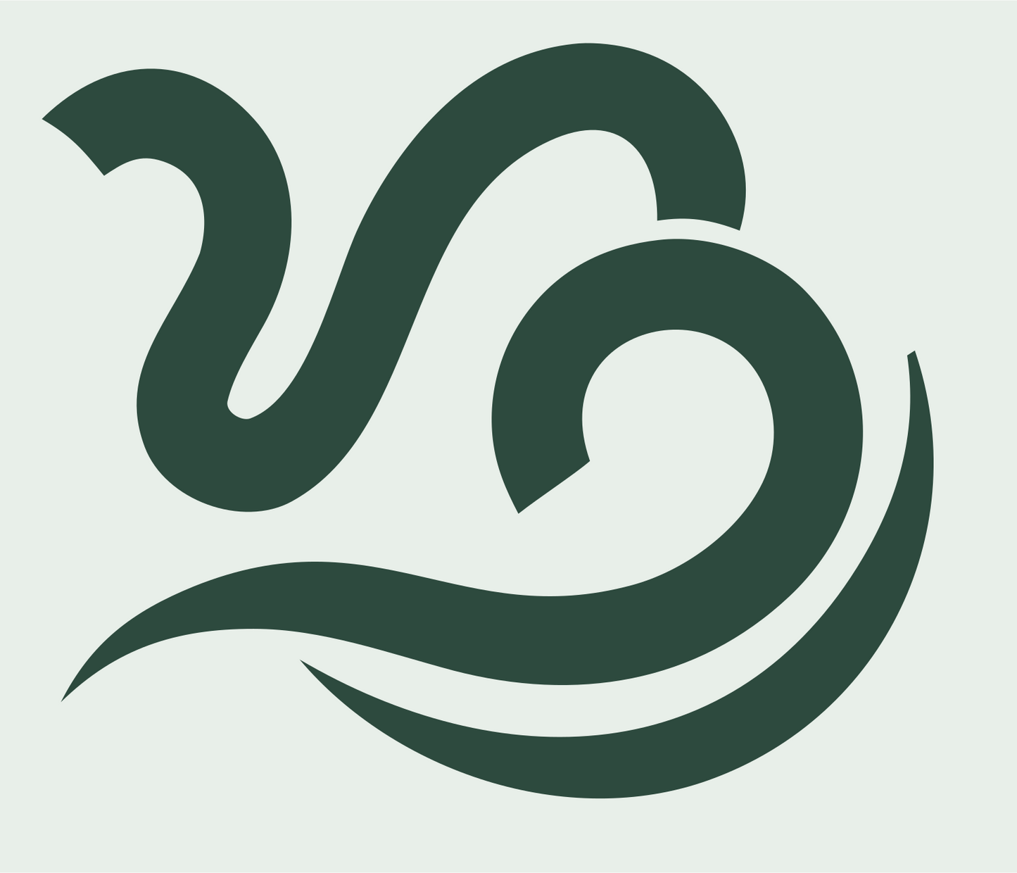 Monoline Capricorn Scroll Emblem #e8efe9/#2d4a3e