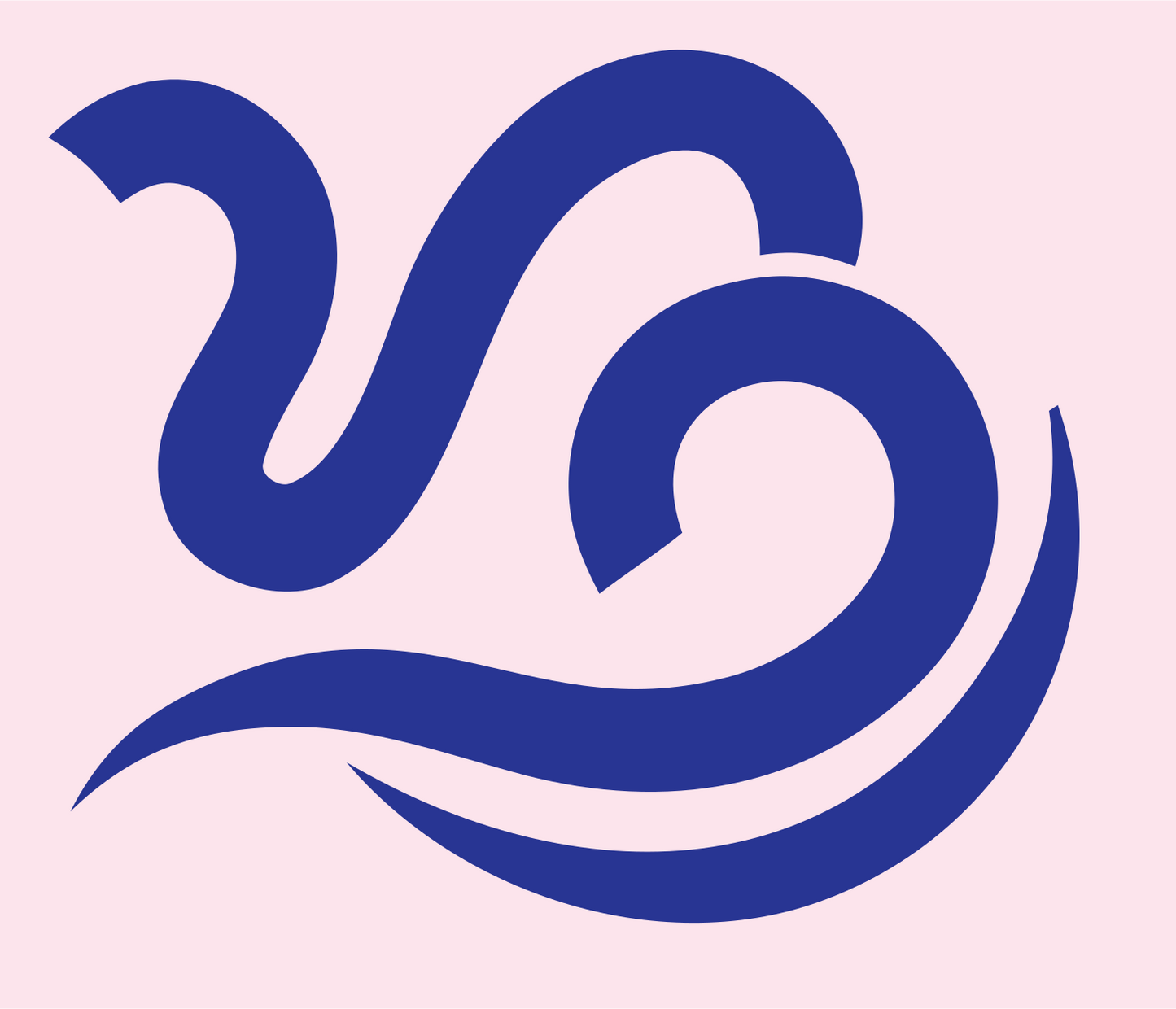 Monoline Capricorn Scroll Emblem #fce4ec/#283593